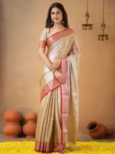 Trendmalls Women's Handloom Tissue Cotton Saree with Unstitched Blouse Piece