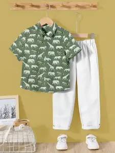 BAESD Boys Printed Shirt Collar Shirt With Trousers