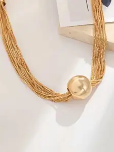 OPUS GEMS Women Gold-Plated Big Bead Multi Layer Chain Pendant