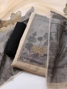 Meena Bazaar Floral Woven Design Unstitched Dress Material