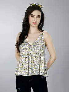 all about you Women Floral Printed V-Neck Peplum Top