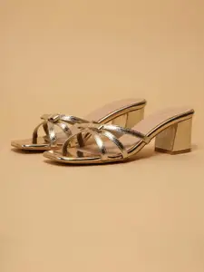 ERIDANI Women Embellished Block Heel Clary Knot Sandals With Bows