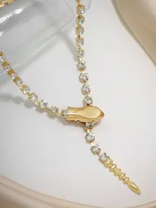 Estailo fashion Gold-Plated Artificial Stones Studded Necklace