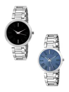 THE SHOPOHOLIC Women Pack Of 2 Dial & Stainless Steel Straps Analogue Watch 443-448