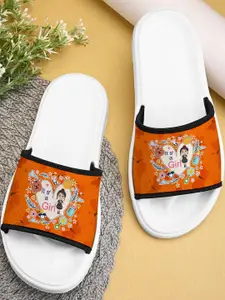 BOOTCO Women Orange Rubber Flip Flops