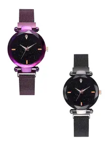 THE SHOPOHOLIC Women Pack Of 2 Dial & Bracelet Style Straps Analogue Watch S-451-453