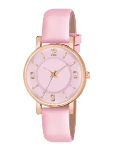 THE SHOPOHOLIC Women Dial & Leather Bracelet Style Straps Analogue Watch F-PINK