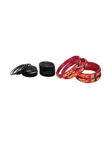 Somil set of 2 black,red Combo Glass Bangles
