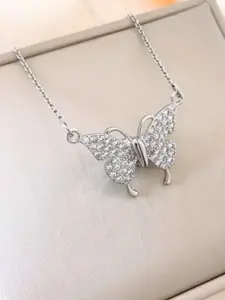 Estailo fashion Silver-Plated Artificial Stones Studded Necklace