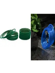 Somil Combo Of 2 Set blue, green glass bangles