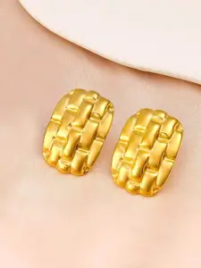 KRENOZ Gold Plated Texture Geometric Shaped Studs