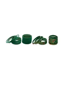 Somil Elegant Women Green Pack Of 32 Handmade Traditional Glass Bangle Set
