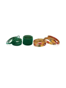 Somil Classic Combo Glass Bangles | Simple Chudi Set For Women & Girls | Daily Use & Special Occasions, Combo Of 2 Set, Green, Multicolor