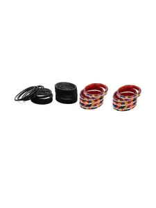 Somil Classic Combo Glass Bangles | Simple Chudi Set For Women & Girls | Daily Use & Special Occasions, Combo Of 2 Set, Black, Multicolor