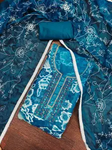 KIMISHA Women Printed Sequinned Organza Unstitched Dress Material