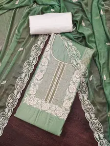 KIMISHA Floral Embroidered Beads And Stones Unstitched Dress Material