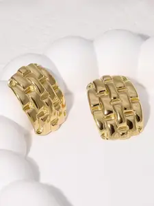 KRENOZ Gold Plated Texture Geometric Shaped Studs