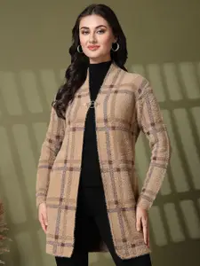 Juelle Women Checked Open Front Longline Shrug
