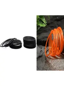 Somil Classic Combo Glass Bangles | Simple Chudi Set For Women & Girls | Daily Use & Special Occasions, Combo Of 2 Set, Black, Orange