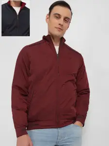 Allen Solly Men Stand Collar Solid Reversible Bomber Cotton Jacket