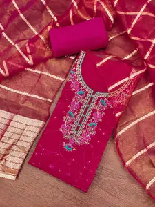 KIMISHA Floral Embroidered Sequinned Unstitched Dress Material