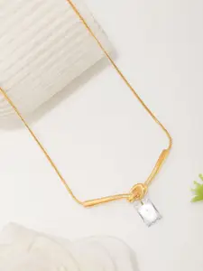 Estailo fashion Gold-Plated Artificial Stones Studded Minimal Necklace