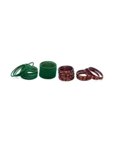 Somil Classic Combo Glass Bangles | Simple Chudi Set For Women & Girls | Daily Use & Special Occasions, Combo Of 2 Set, Green, Maroon
