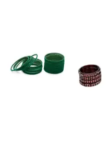 Somil Classic Combo Glass Bangles | Simple Chudi Set For Women & Girls | Daily Use & Special Occasions, Combo Of 2 Set, Green, Maroon