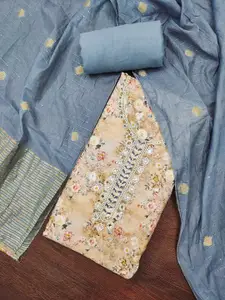 KIMISHA Women Floral Printed Beads and Stones Unstitched Dress Material