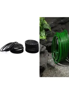 Somil Classic Combo Glass Bangles | Simple Chudi Set For Women & Girls | Daily Use & Special Occasions, Combo Of 2 Set, Black, Green