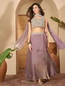 Sangria Floral Embroidered Georgette Zari Lehenga &  Choli With Dupatta