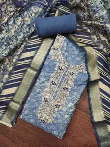 KIMISHA Floral Printed Beads And Stones Unstitched Dress Material