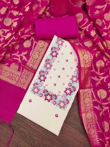 KIMISHA Women Floral Embroidered Beads and Stones Unstitched Dress Material