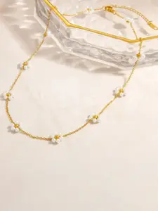 Estailo fashion Gold-Plated Cubic Zirconia Studded Necklace
