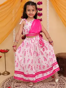 Aj DEZInES Girls Printed One Shoulder Gotta Patti Cotton Ready to Wear Lehenga Choli