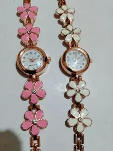 THE SHOPOHOLIC Women Set Of 2 Stainless Steel Embellished Straps Digital Watch FL-P-W