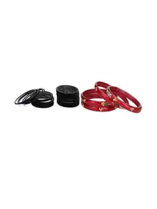 Somil Classic Combo Glass Bangles | Simple Chudi Set For Women & Girls | Daily Use & Special Occasions, Combo Of 2 Set, Black, Red