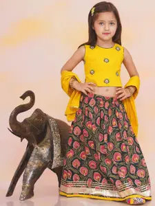 KID1 Girls Embroidered Ready to Wear Cotton Lehenga & Blouse With Dupatta