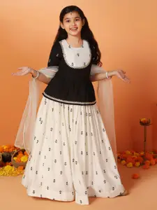 Sangria Girls Embroidered Thread Work Lehenga Choli Set with Dupatta
