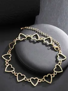 fabula Gold Tone Heart Shaped Choker Statement Necklace