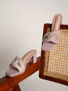 JM Looks Women Embellished Criss-Cross Block Heel Sandals
