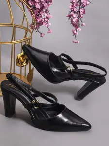 JM Looks Women Metallic Slingback Block Heel Sandals