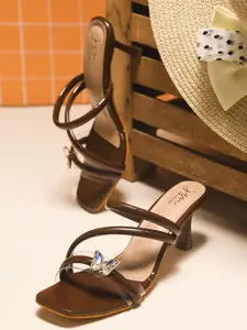 JM Looks Women Elegant Platform Slide Sandals with Embellished Strap