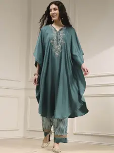 Biba Women Floral Embroidered Kaftan Top & Trousers Co-ord Set