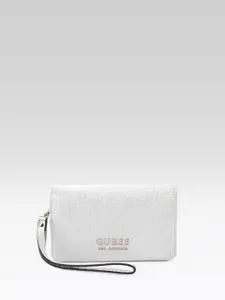 GUESS Women Typography Textured Two Fold Wallet