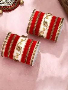 leshya Women Set Of 58 Stone-Studded Brass Bangles