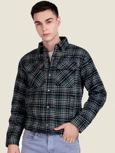 Leather Retail Men Spread Collar Checked Lightweight Woollen Tailored Jacket