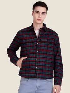 Leather Retail Men Spread Collar Checked Lightweight Woollen Tailored Jacket