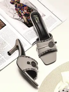 JM Looks Women Open Toe Slim Heel Slide Sandals