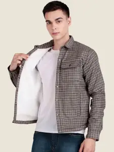 Leather Retail Men Spread Collar Checked Lightweight Woollen Tailored Jacket